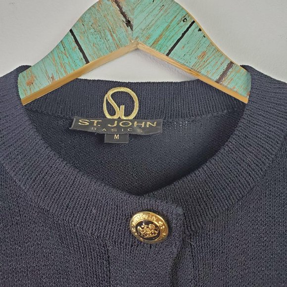 St. John Basics Lg Gold Button Front Cardigan Med - Picture 6 of 8